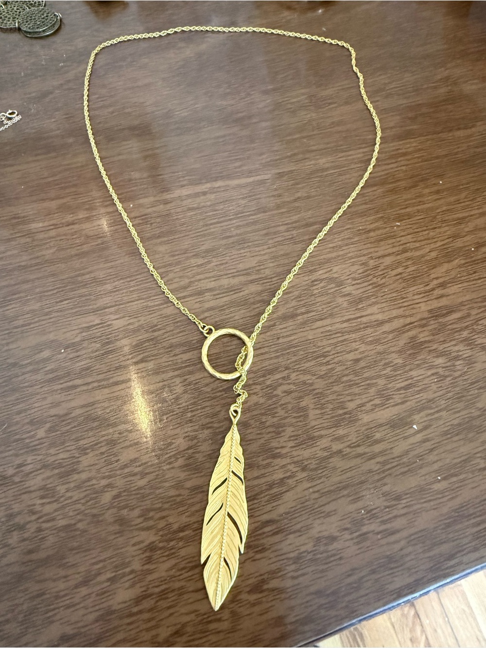 Satya Jewelry Gold Feather Lariat Necklace